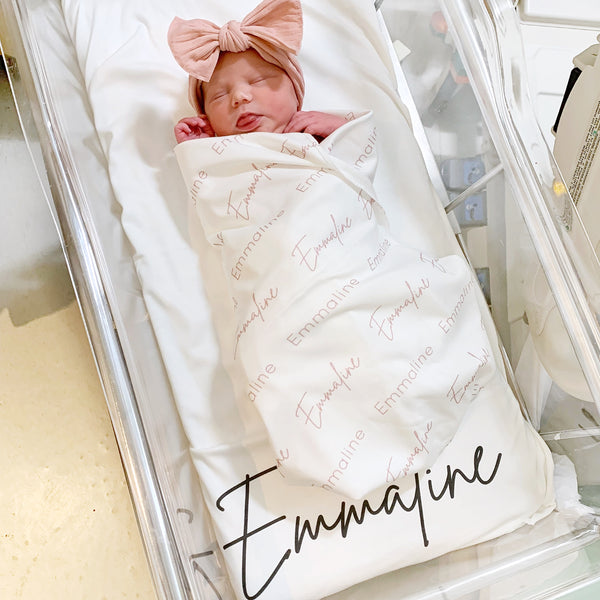 Personalized Name Swaddle Blanket - Single Name - Dotboxed