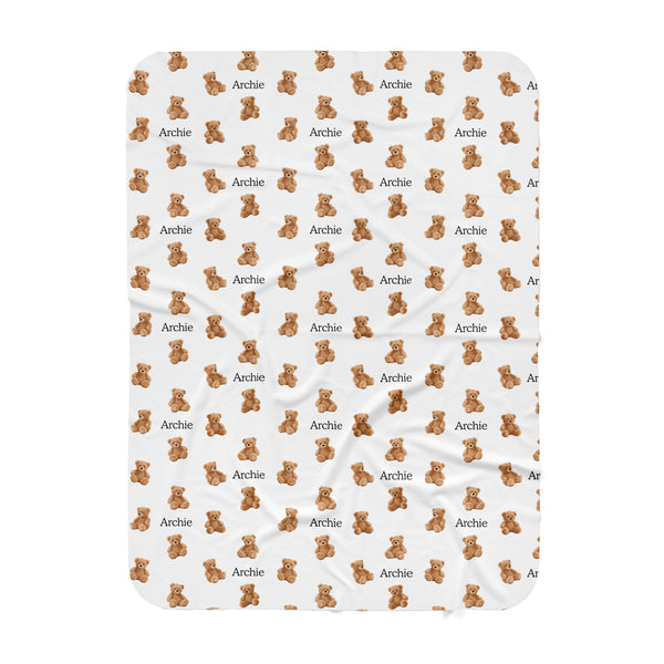 Personalized Name Blanket - BROWN TEDDY BEAR