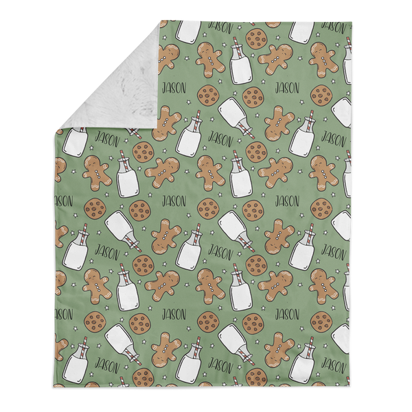 Personalized Name Minky Blanket - Green Gingerbread Milk and Cookies