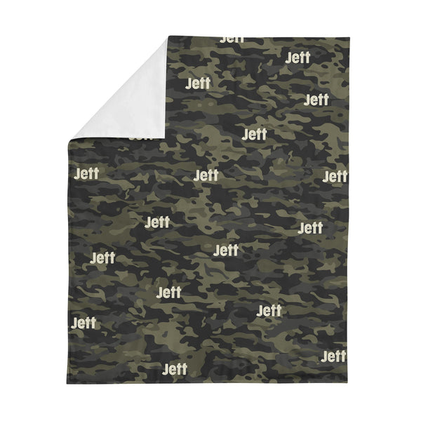 Personalized Name Minky Blanket - CAMOUFLAGE GREEN - Dotboxed