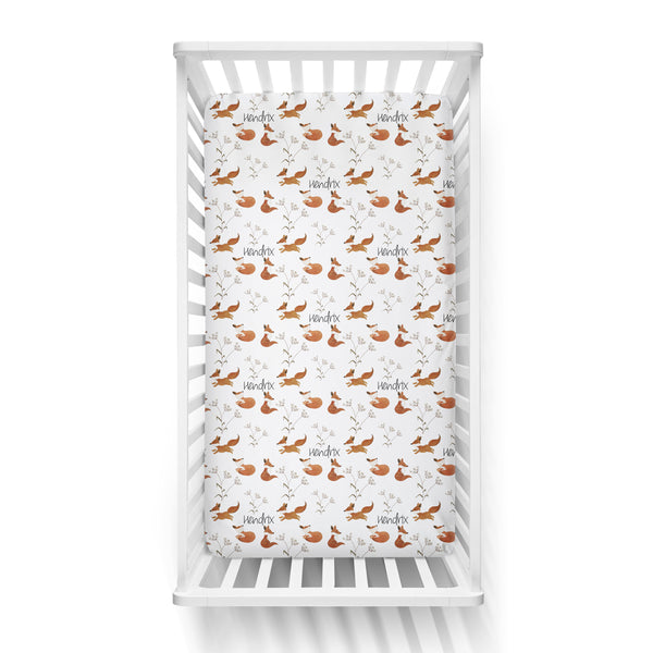 Personalized Name Crib Sheet-  FOX - Dotboxed