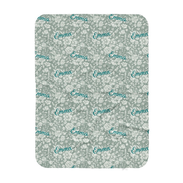 Personalized Name Blanket - LIGHT GREEN FLORAL