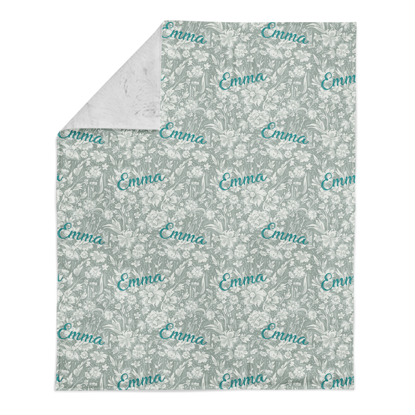 Floral personalized baby blanket for newborn photoprop