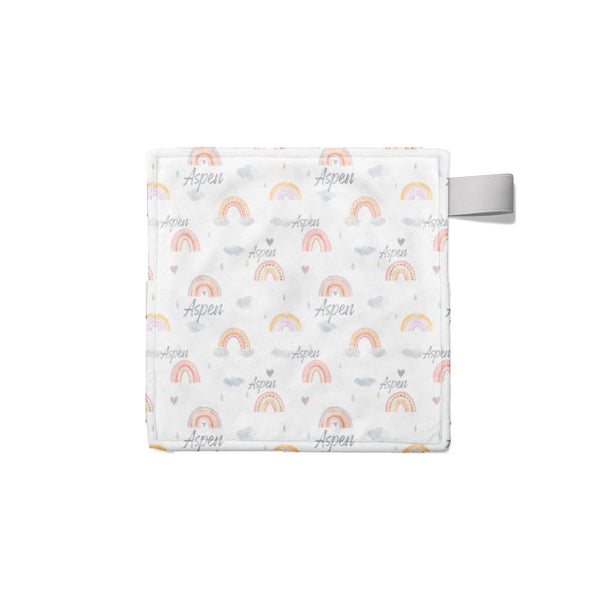 Personalized Name Lovey Blanket -  RAINBOW HEARTS