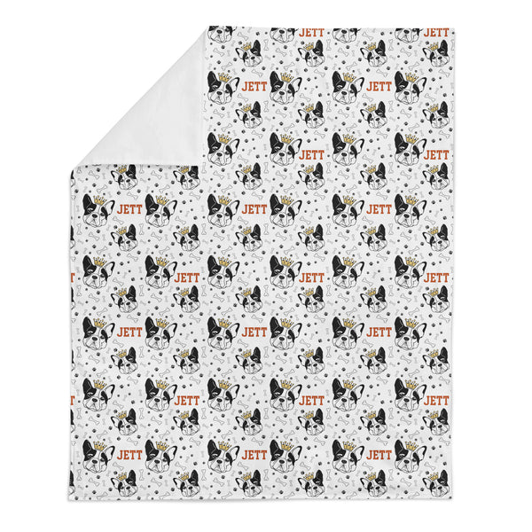 Personalized Name Minky Blanket - BOSTON TERRIER WITH CROWN