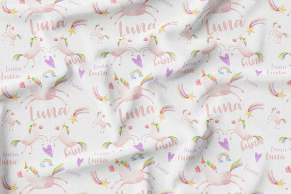 Personalized Name Minky Blanket -  UNICORN - Dotboxed