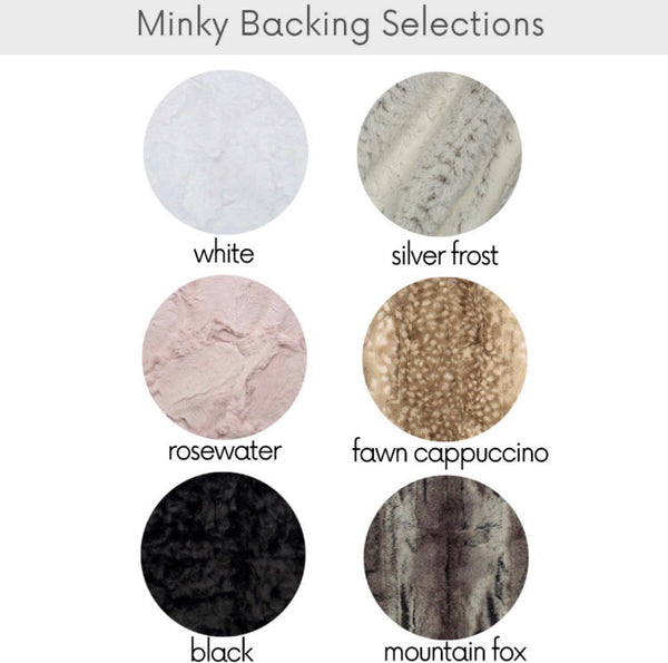 Minky Blanket - Caramel and Olive Floral on Cloud Grey - Dotboxed
