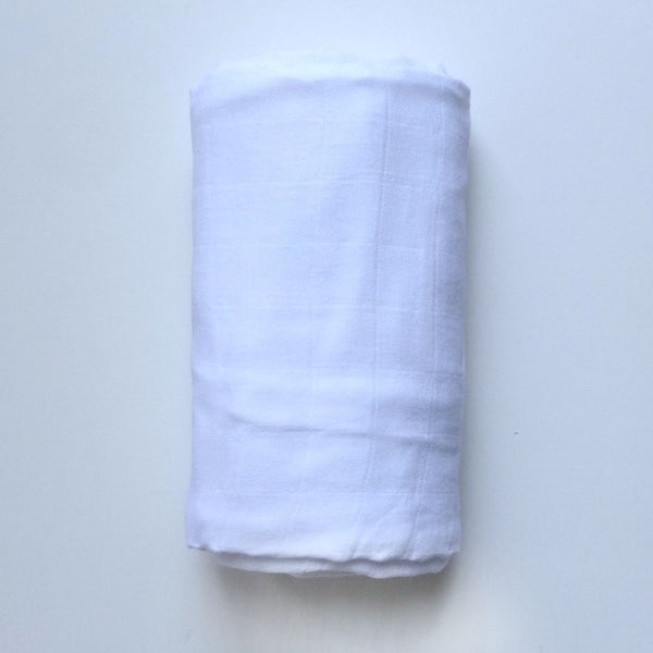 MUSLIN SWADDLE BLANKET - BASIC WHITE - Dotboxed
