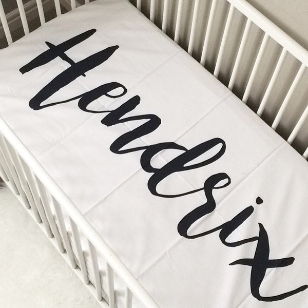 Large Centered Name Colored Background  - Personalized Name Bedding - Dotboxed