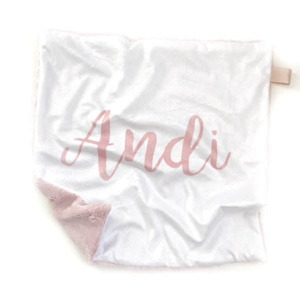 Personalized Name Lovey Blanket - LARGE CENTERED NAME - Dotboxed